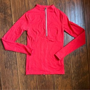 Vaara red striped quarter zip workout top • xs • bandier carbon38 goop